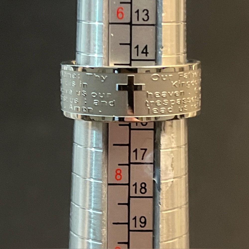 Stainless Steel Cross Prayer Ring - Silver